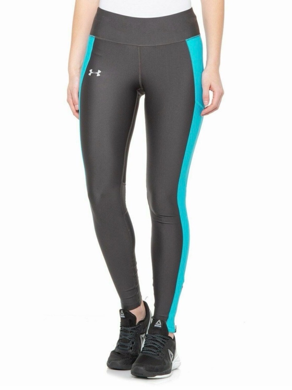 Under Armour Women's dark grey & Teal Side-Panel Compression Leggings